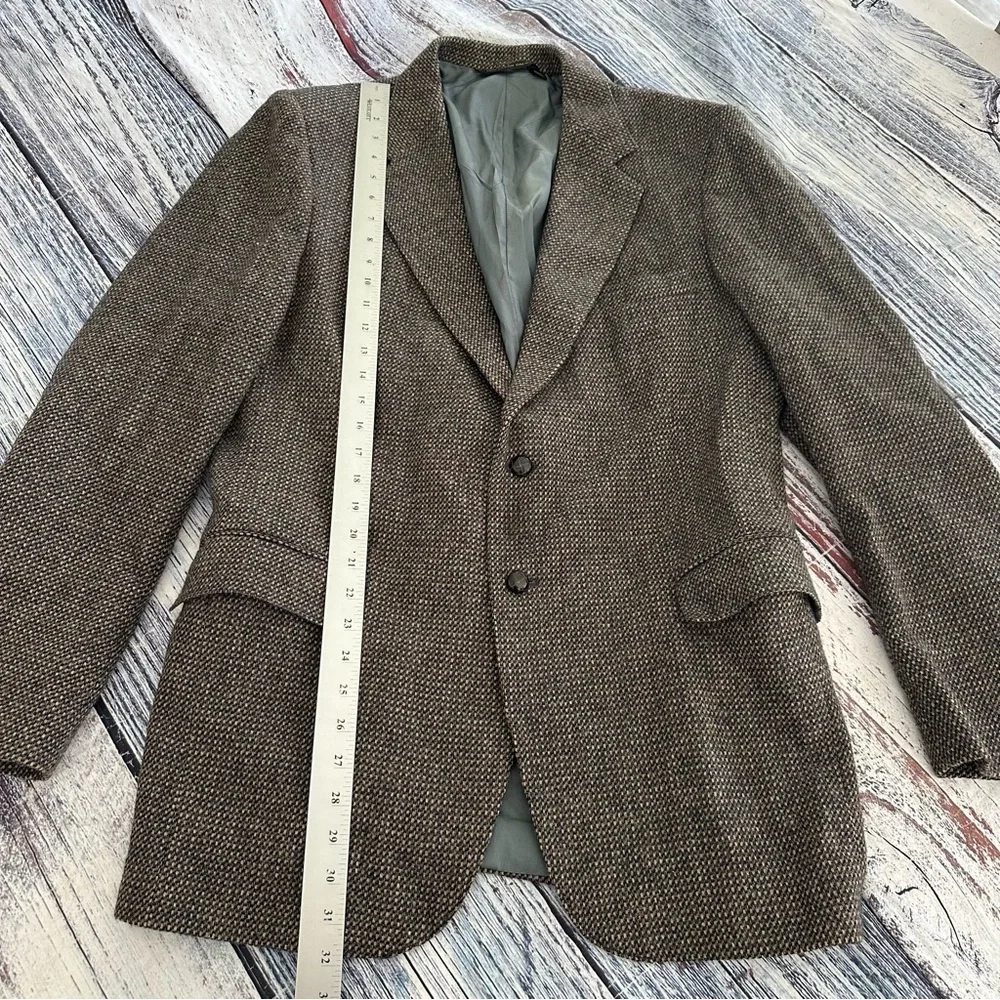 Vintage Ejoven Wool Men's Textured Blazer With Suede Elbow Patches
